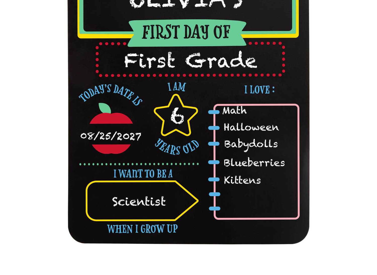 Pearhead - Kid's Double-sided First & Last Day Of School Chalkboard Sign