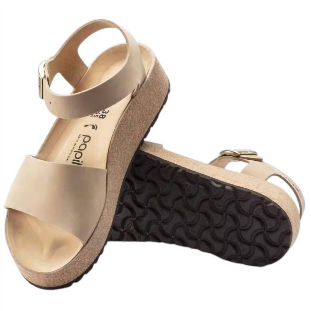 BIRKENSTOCK Women's Glenda Sandcastle Nubuk Sandals in beige - women's sandal - detail view