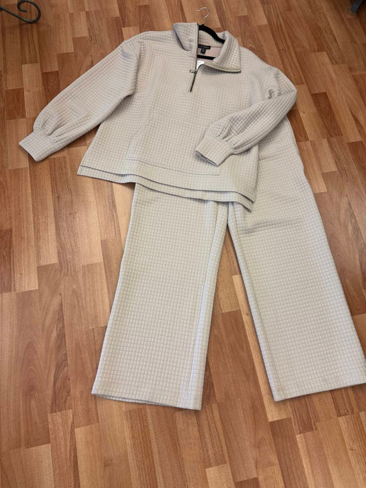 Tribal - Women's Waffle zip henley and Pullover waffle flare jogger Set