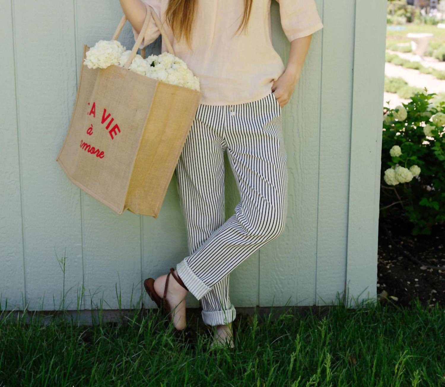 Eternelle Parisian Stripe Pants in navy - women's pants