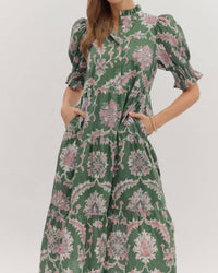 Entro - Floral Puff Sleeve Midi Dress