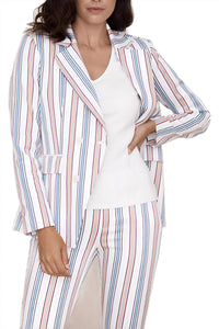 Peace Of Cloth - Notched Collar Double Breasted Twill Blazer