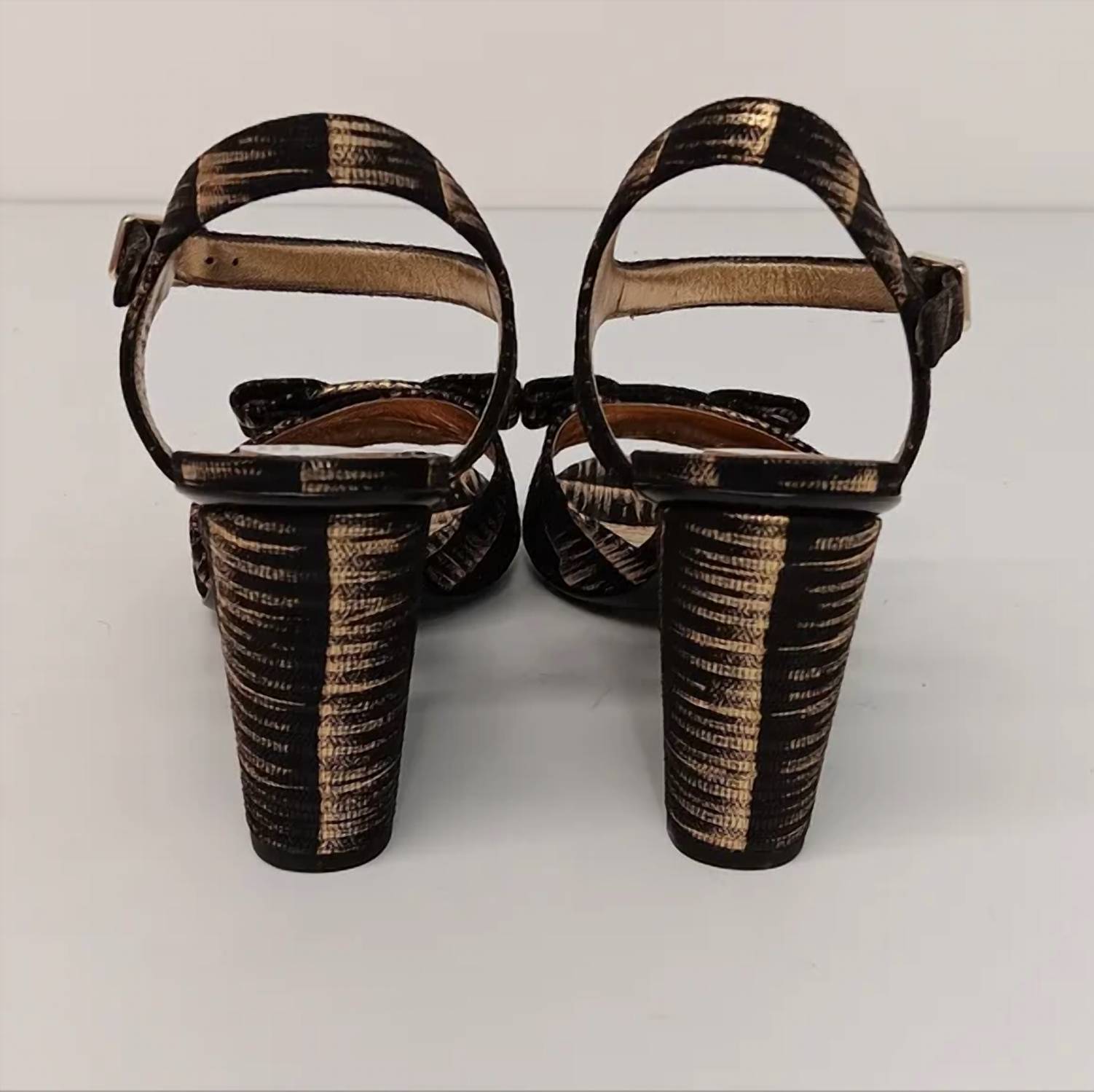 Salvatore Ferragamo - Women's Violet Laminated Leather Heeled Sandals