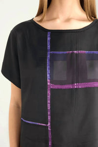 Cotelac - Cap Sleeves Raw-Edged Boat Neckline Top