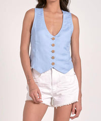Elan - Linen Button Down Vest