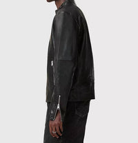 Allsaints - Cora Leather Snap Back Collar Jacket