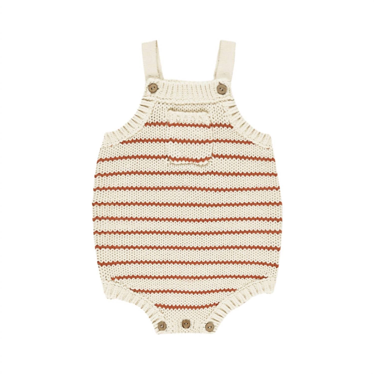 Rylee + Cru Kids' Ashton Knit Romper in poppy stripe - kids' item