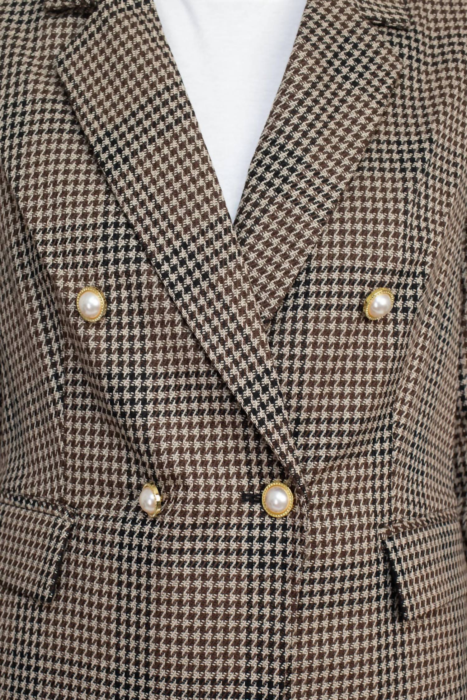 Nanette Lepore - Notched Collar Long Sleeve Houndstooth Woven Jacket With Straight Ponte Pant Set