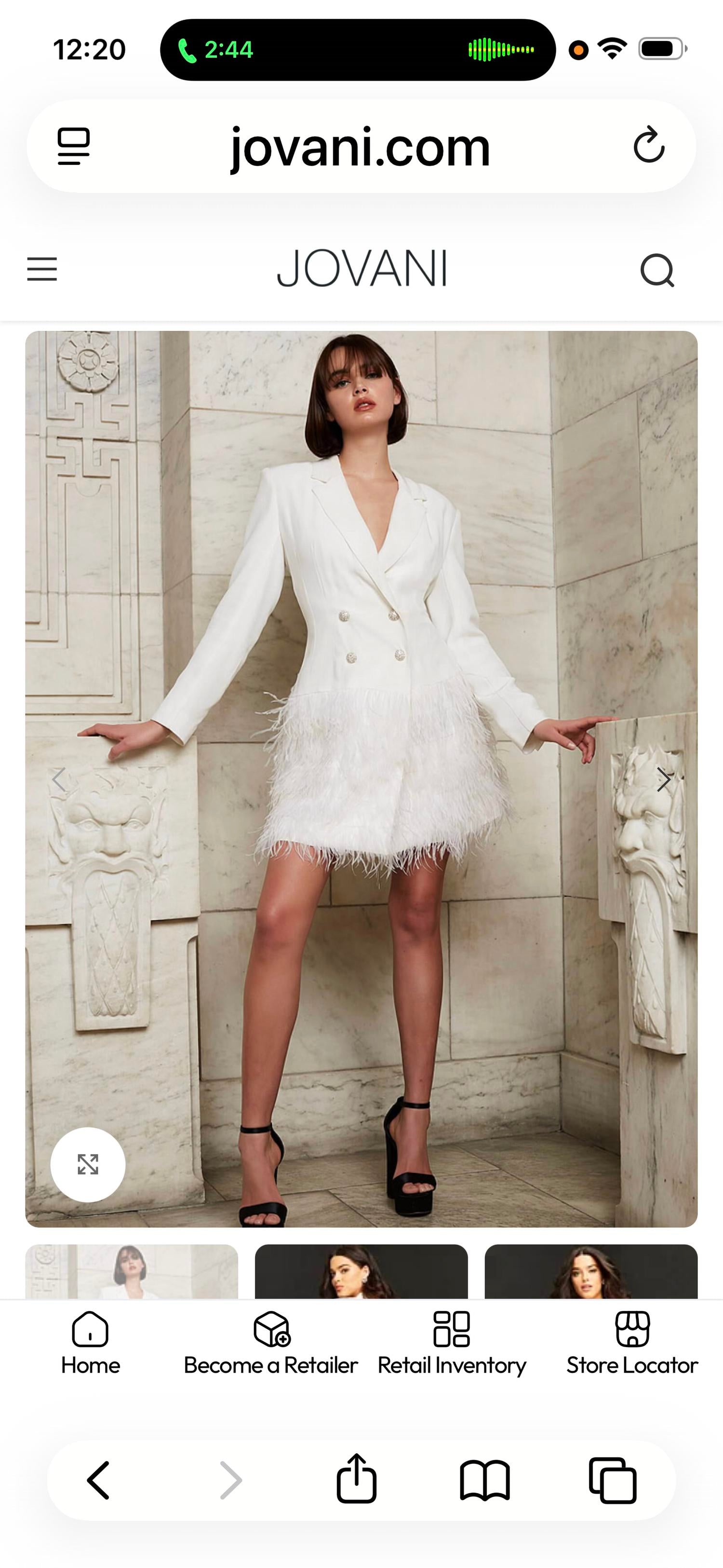 JOVANI Feather Hem Suit Dress in ivory - women's dress - alternate view