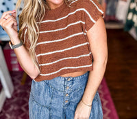 Very J - Striped Knit Sweater Vest Top