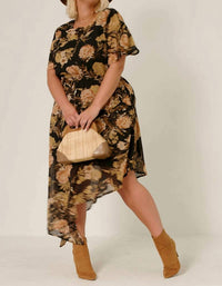 Hayden La - Sharon Peony Crew Neck Midi Dress