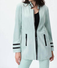 Joseph Ribkoff Faux Suede Jacket in mint - women's jacket