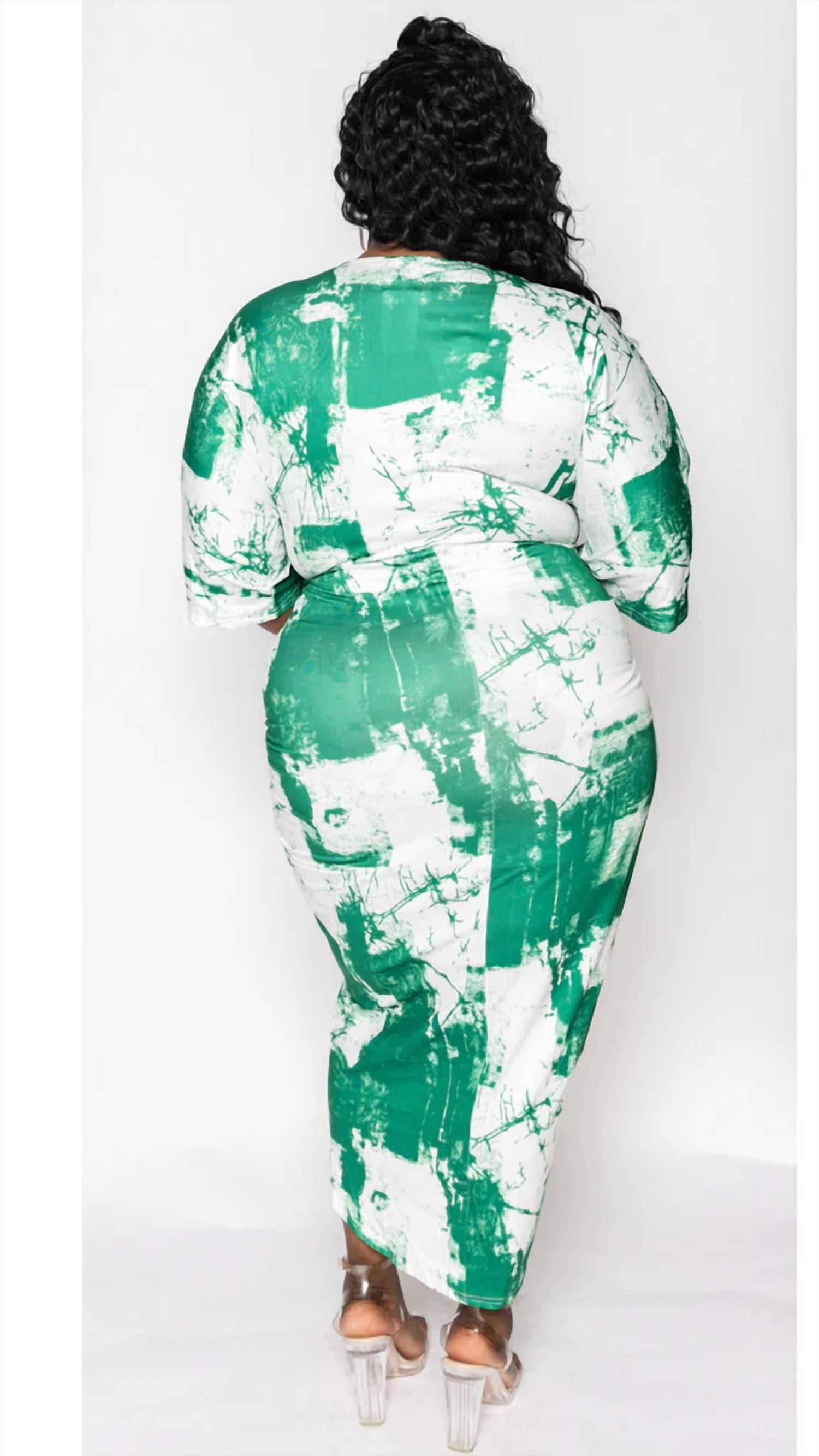 Dress Day - V Neck Ruched Bodycon Dress