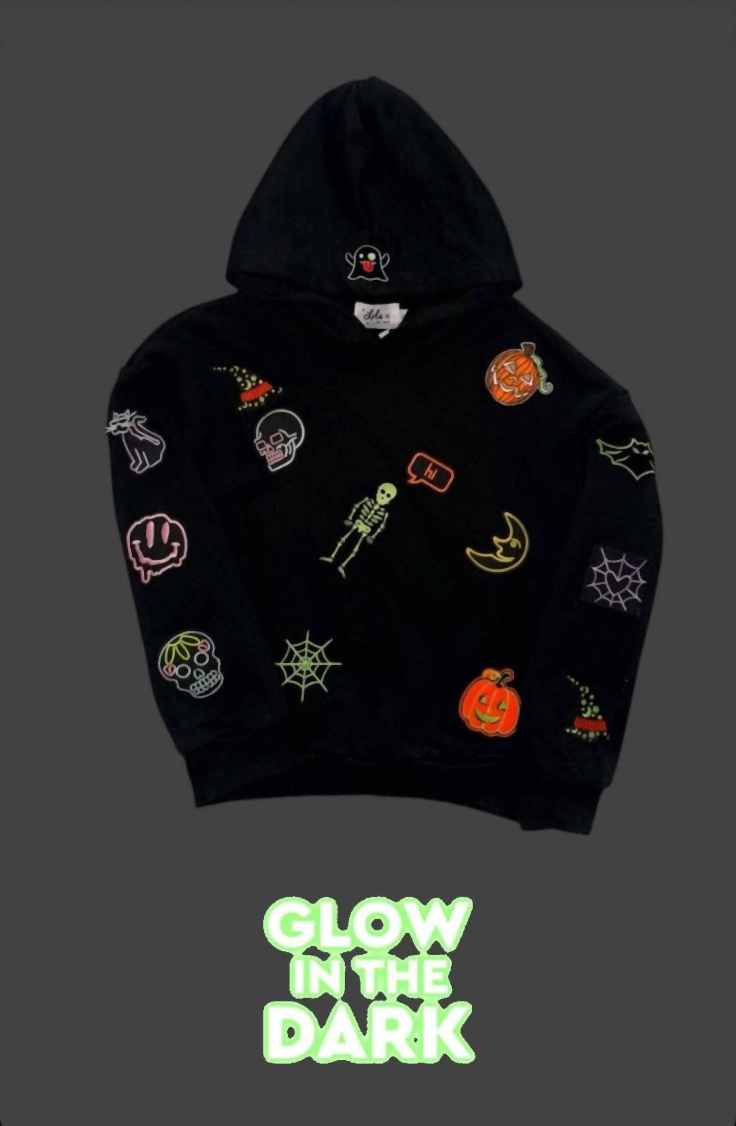 Lola + The Boys - Kid's Glow Patched Halloween Hoodie