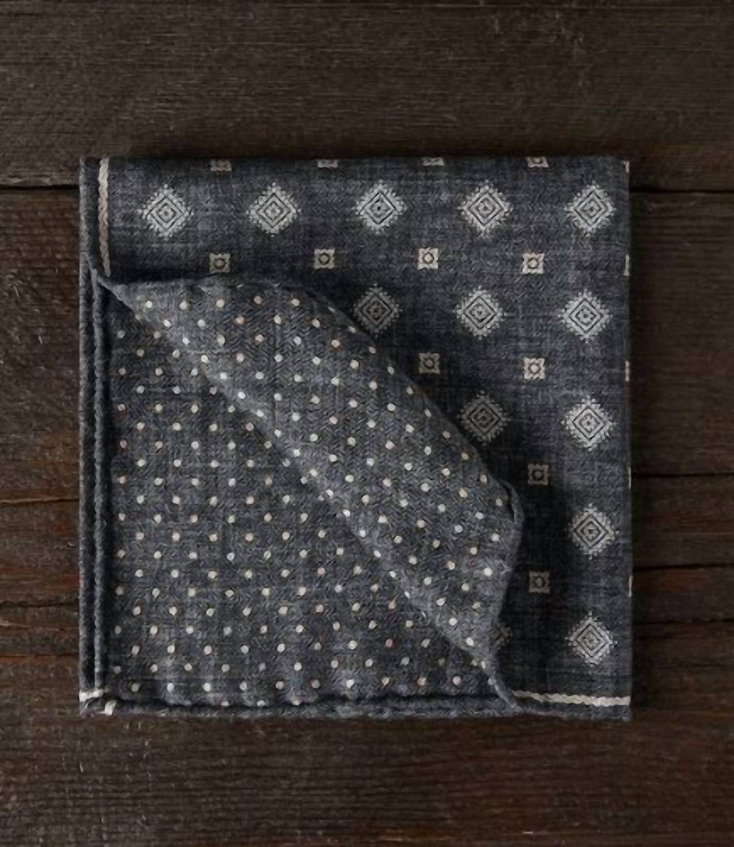 Brunello Cucinelli Men's Double Face Silk Pocket Square in grey - men's scarf