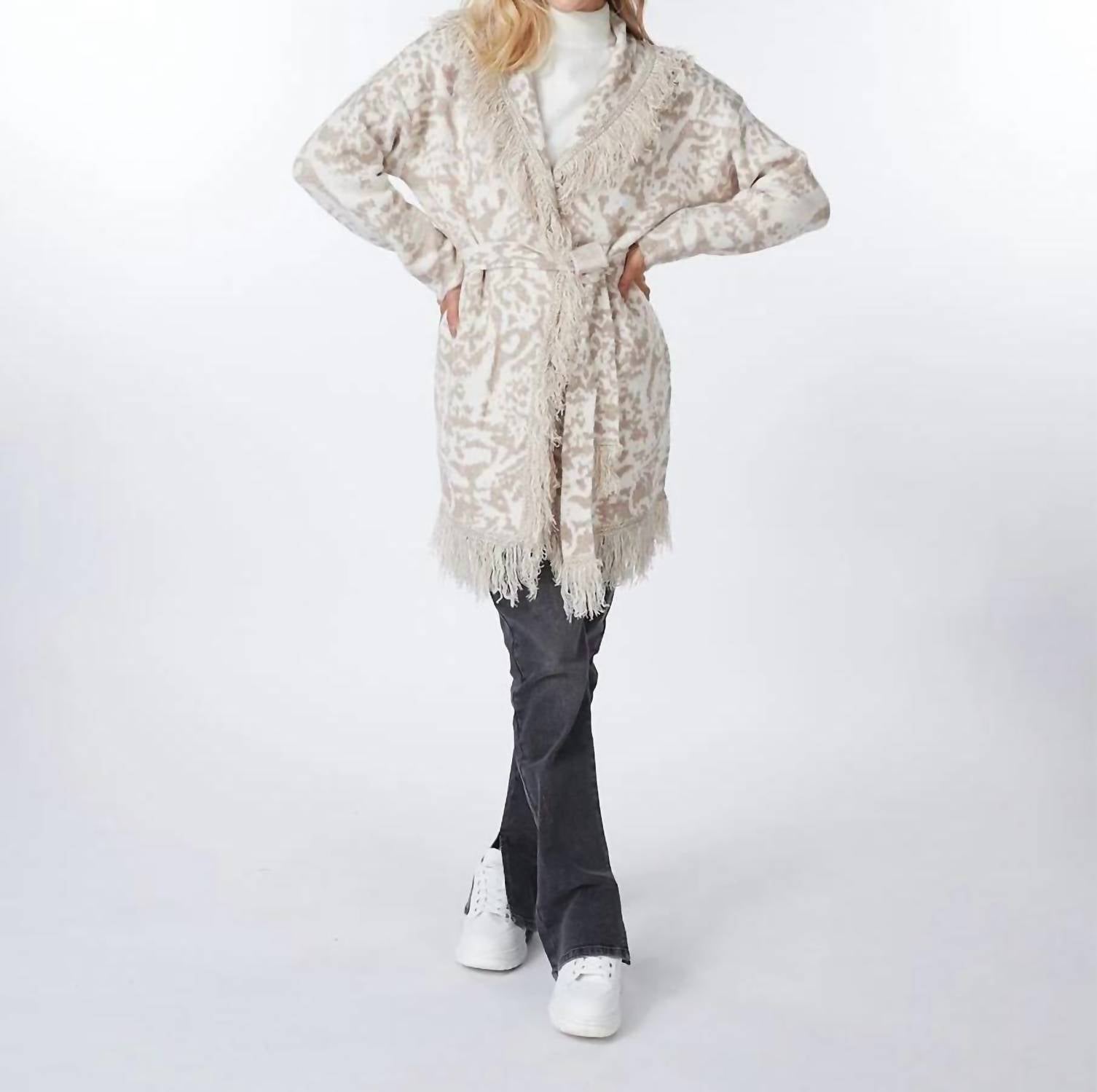 Esqualo - Brandy Animal Print Jacquard Cardigan