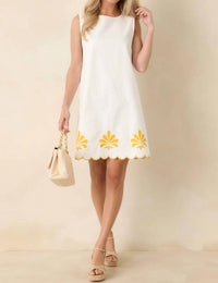 Flying Tomato - Embroidered Scalloped Mini Dress