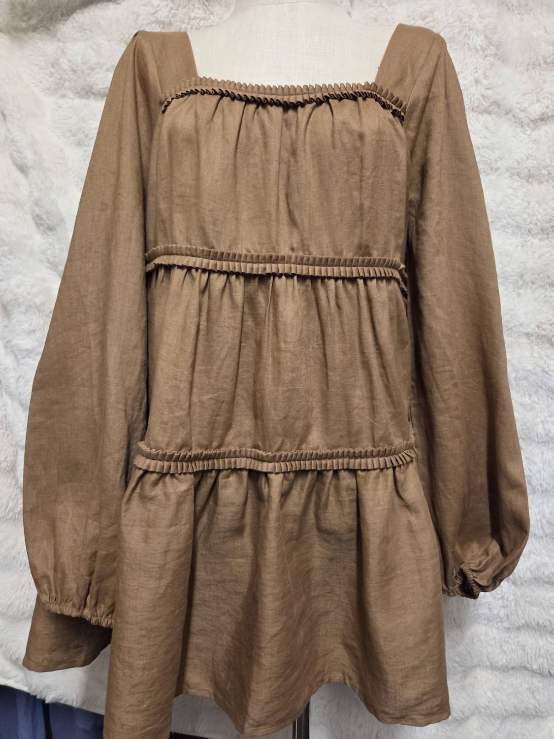 Sancia - Women's Linen Tiered Sleeve Dress