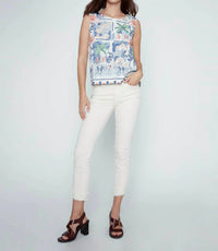 Charlie B - Island Print Linen Blend Blouse