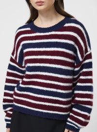 FRENCH CONNECTION Chunky Alpaca Crewneck Pullover Sweater in cabernet royal blue - women's cardigan - view 4