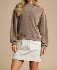 Umgee - Velour Crewneck Sweatshirt