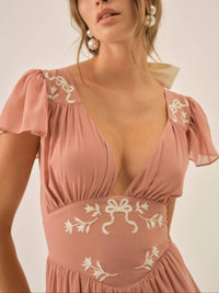 for Love & Lemons Emmie Chiffon Maxi Dress in pink - women's dress - view 4