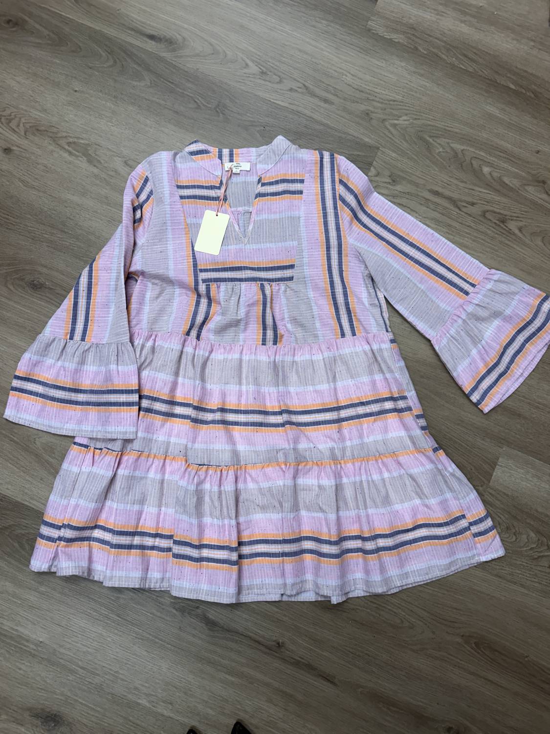 Entro - Women's Striped Bell Sleeve Dress