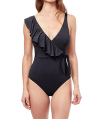 Profile By Gottex - One Shoulder Ruffle V-neck One Piece