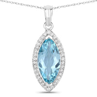 Diana M Jewels Women's Marquise Natural Aquamarine Pendant Necklace (2.55 Ct) - Signature in 14k white gold - women's jewelry