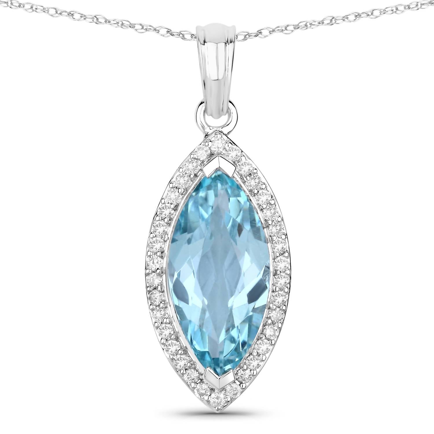 Diana M Jewels Women's Marquise Natural Aquamarine Pendant Necklace (2.55 Ct) - Signature in 14k white gold - women's jewelry