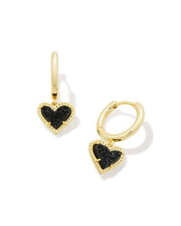 Kendra Scott Women's Ari Heart Huggie Earrings in platinum drusy - women's jewelry