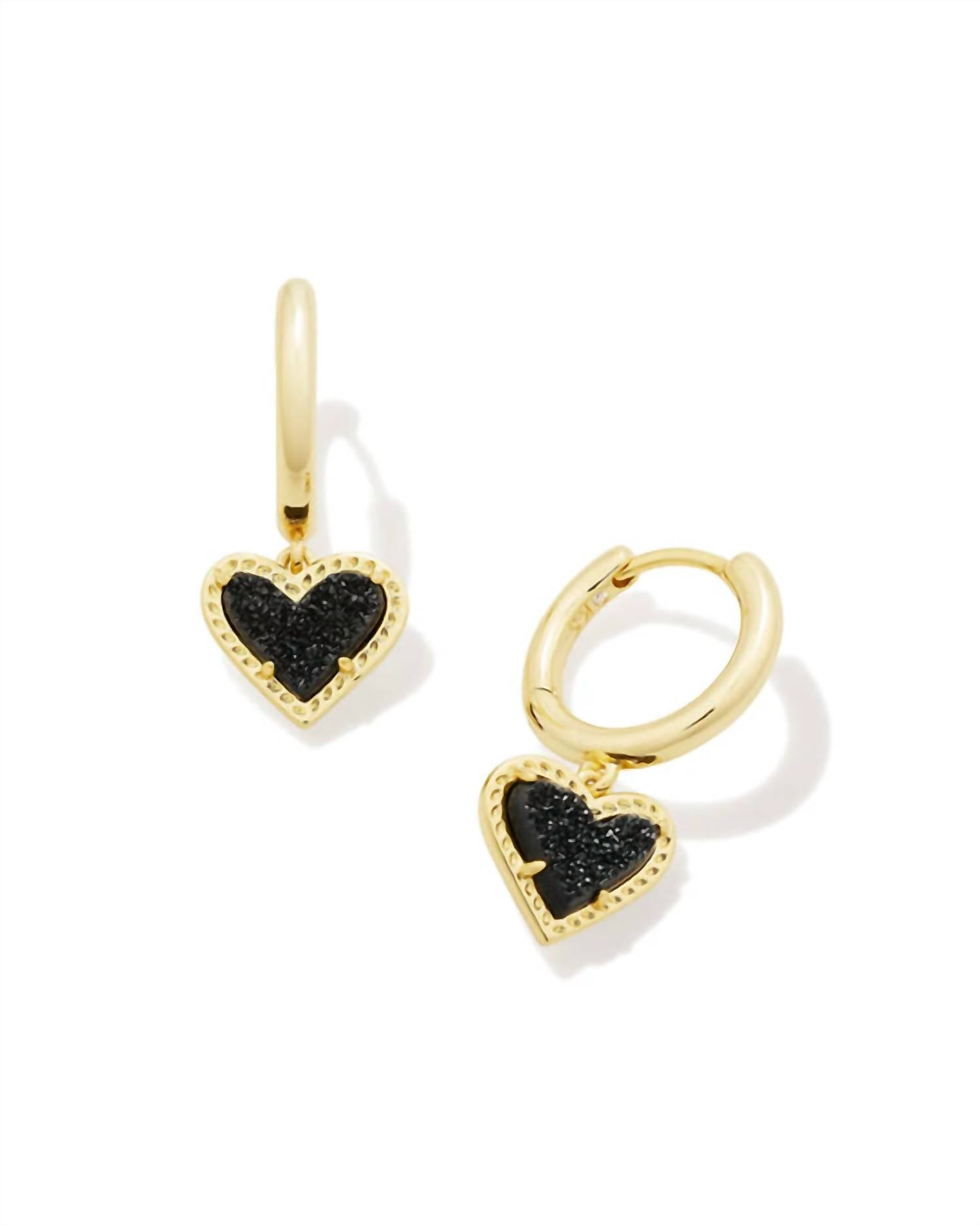 Kendra Scott Women's Ari Heart Huggie Earrings in platinum drusy - women's jewelry