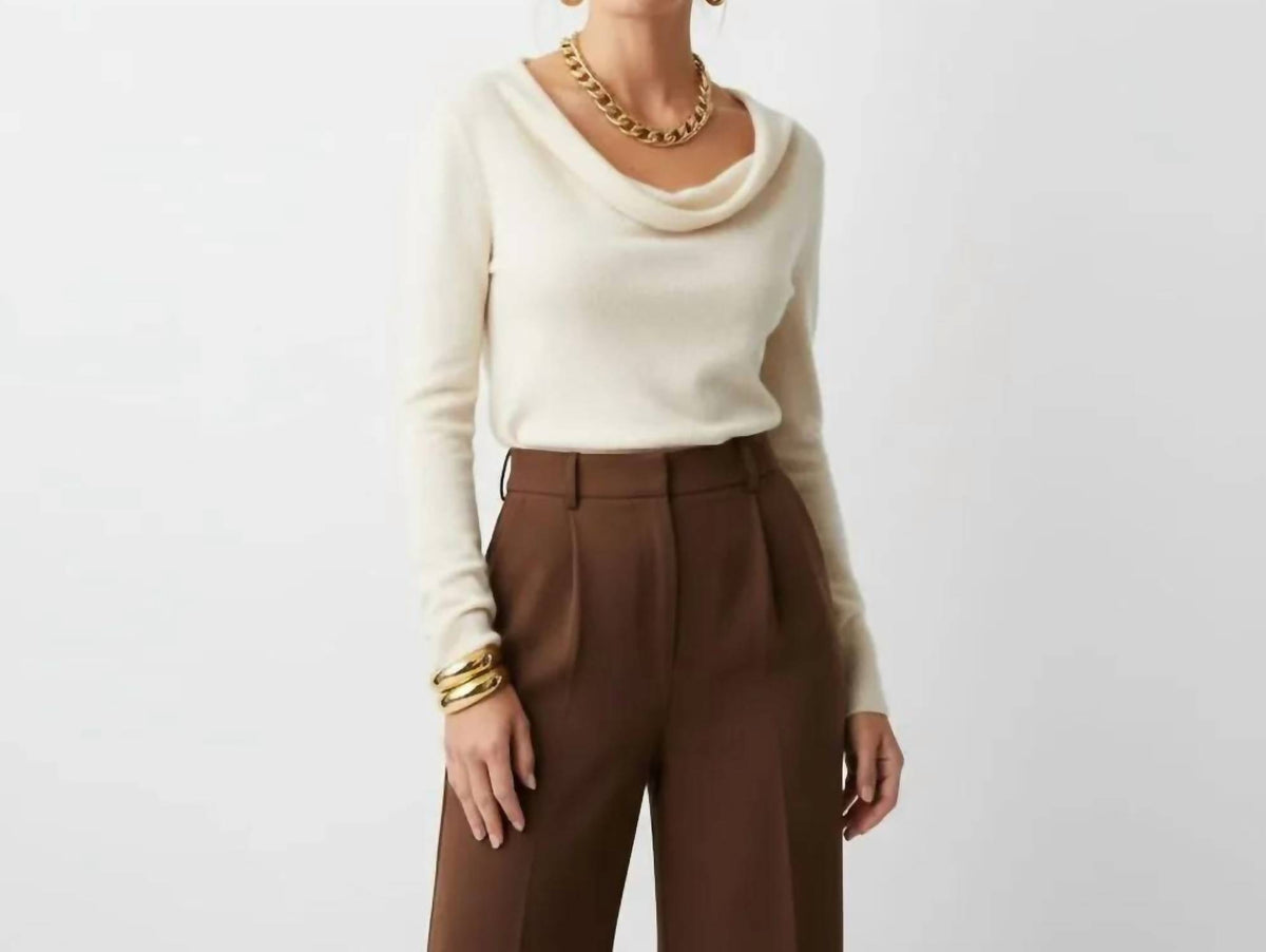 Halston Heritage - Long Sleeve Drape Neck Cashmere Sweater