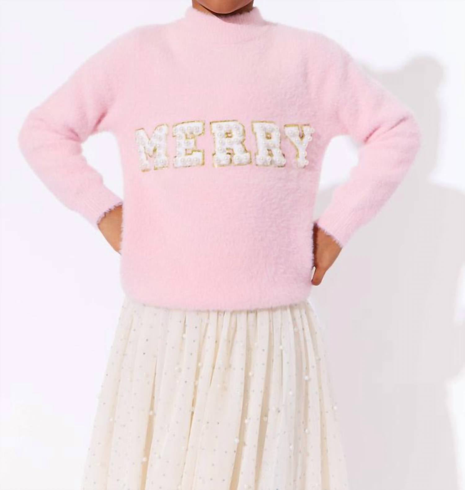 Lola + The Boys Merry Pearl Sweatshirt in pink - kids' shirt