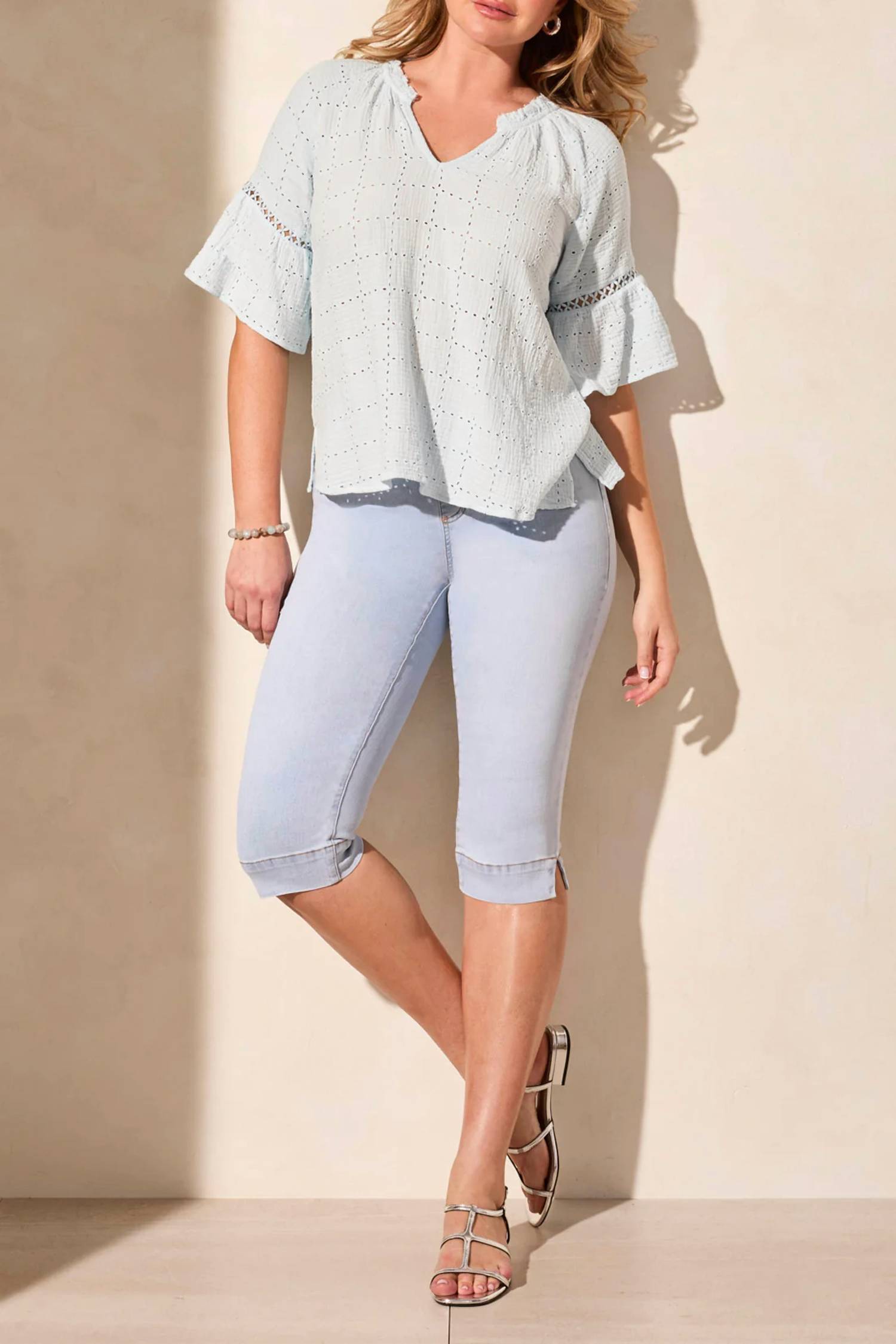 Tribal - Gauze Eyelet Top