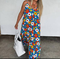BLAKELEY Summer Days Nova Maxi dress in blue red flowers - women's dress - alternate view