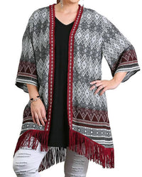 Umgee - Border Print Fringe Kimono