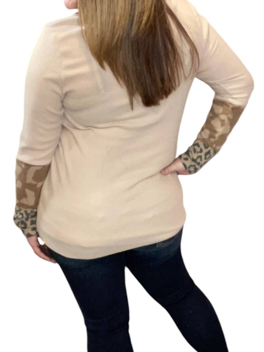Honeyme - Leopard Accent Cowlneck Sweater