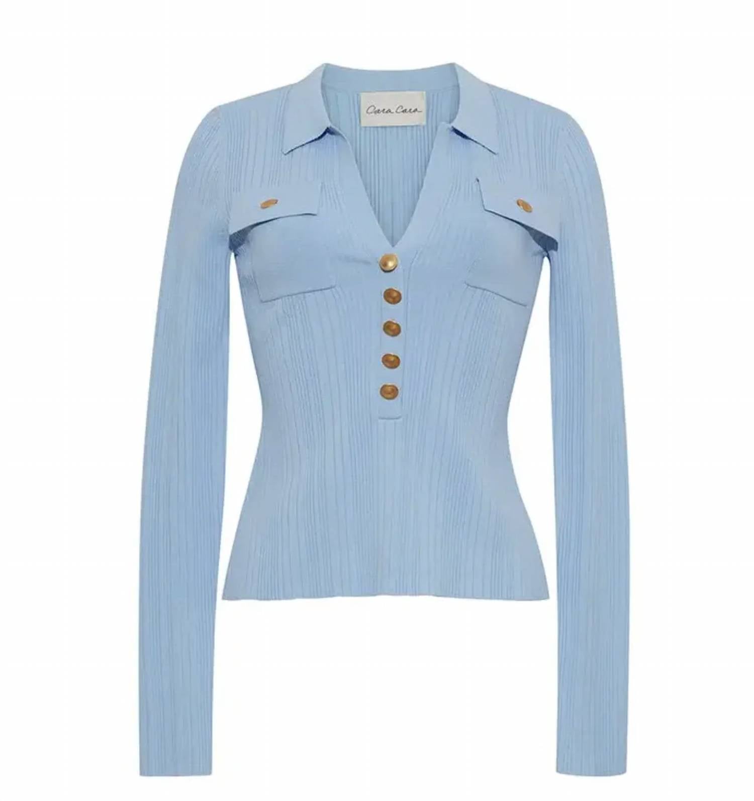 Cara Cara - Belleport Ribbed V-neck Shirt