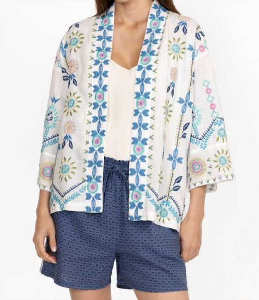 Oriel Cropped Linen Kimono