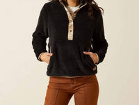 ARIAT Women's Berber Snap Front Sweatshirt in black - women's top