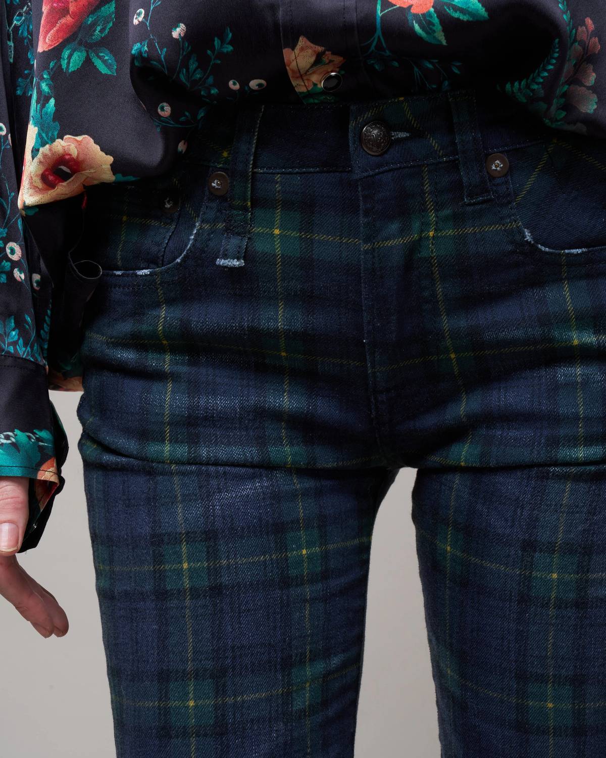 R13 Kick Fit Jean in printed tartan - women's jeans - view 4