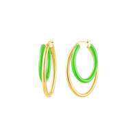 Gold & Honey - Women's Enamel Double Oval Hoop Earrings