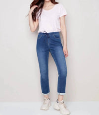 CHARLIE B Knit Denim Jogger in indigo - women's pants