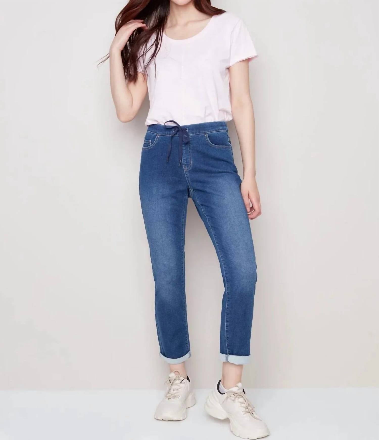 CHARLIE B Knit Denim Jogger in indigo - women's pants