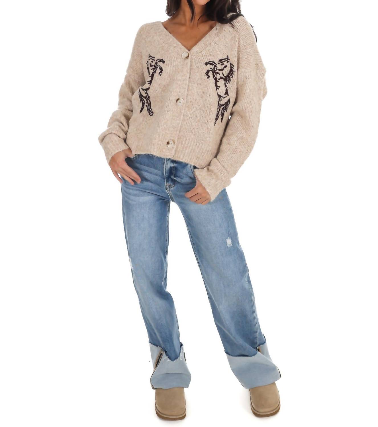 Dreamers - Prancing Horse Long Sleeve Cardigan