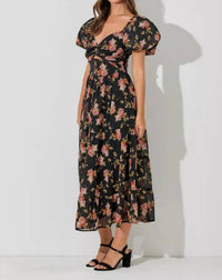 Baevely By Wellmade - Puff Sleeve Cutout Maxi Dress