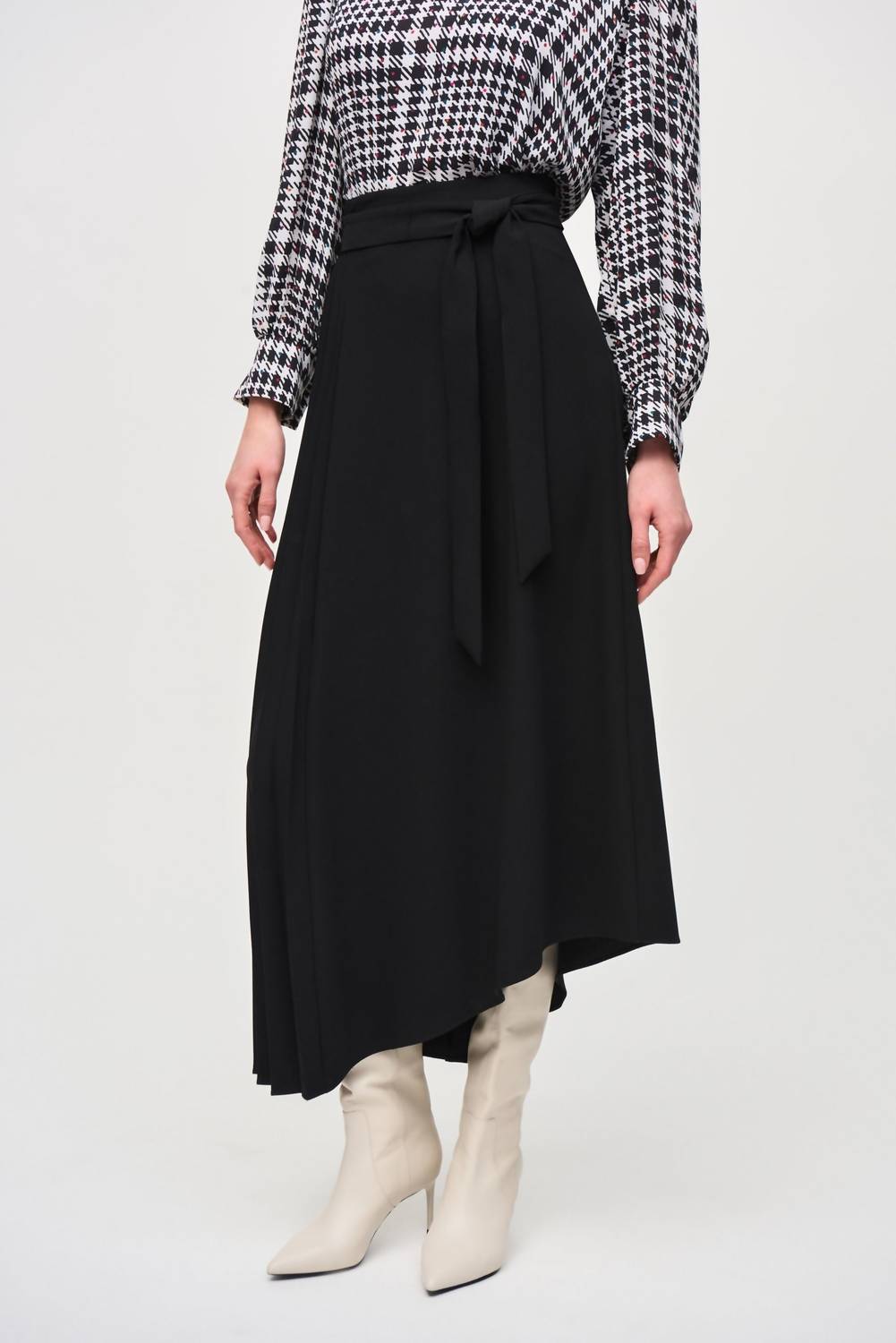 Joseph Ribkoff - Pleated Asymmetric Maxi Skirt