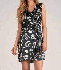 Elan - Sleeveless Wrap Abstract Print Dress