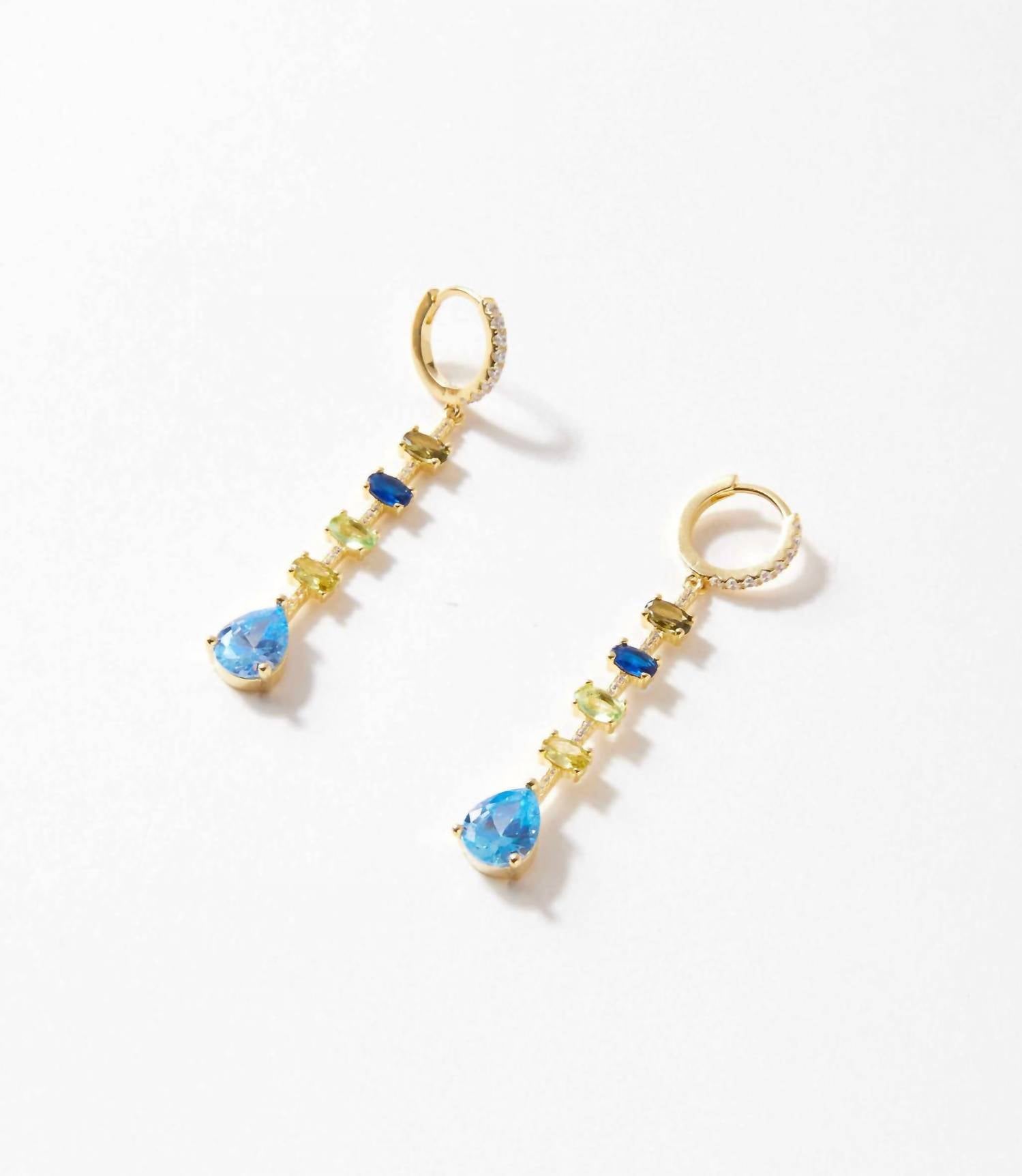 NATIVE GEM Women's Multi Gemstone Drop Earrings in azure - women's jewelry - detail view